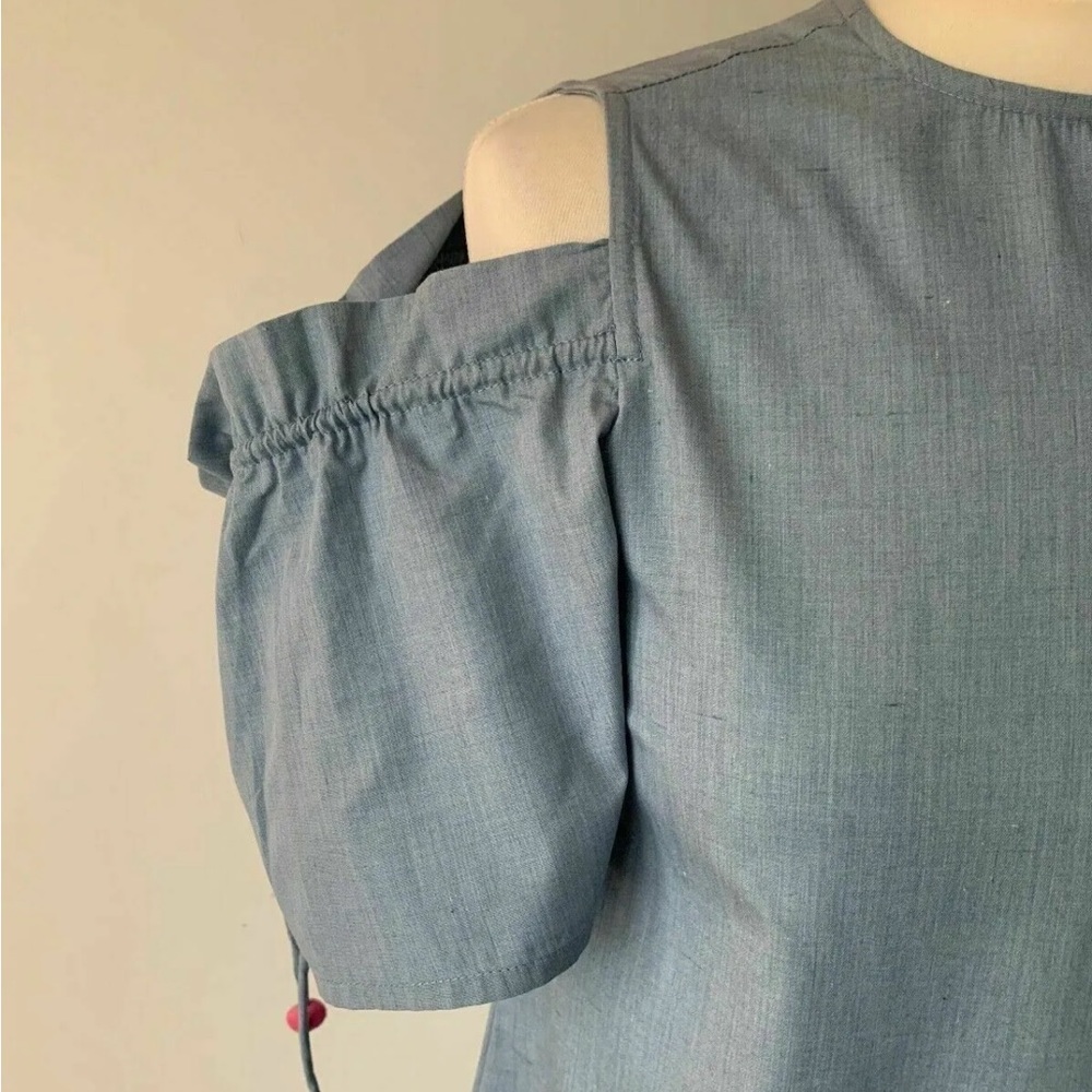 Brave Soul Gloria Cold Shoulder Chambray Dress Size S - Picture 4 of 7